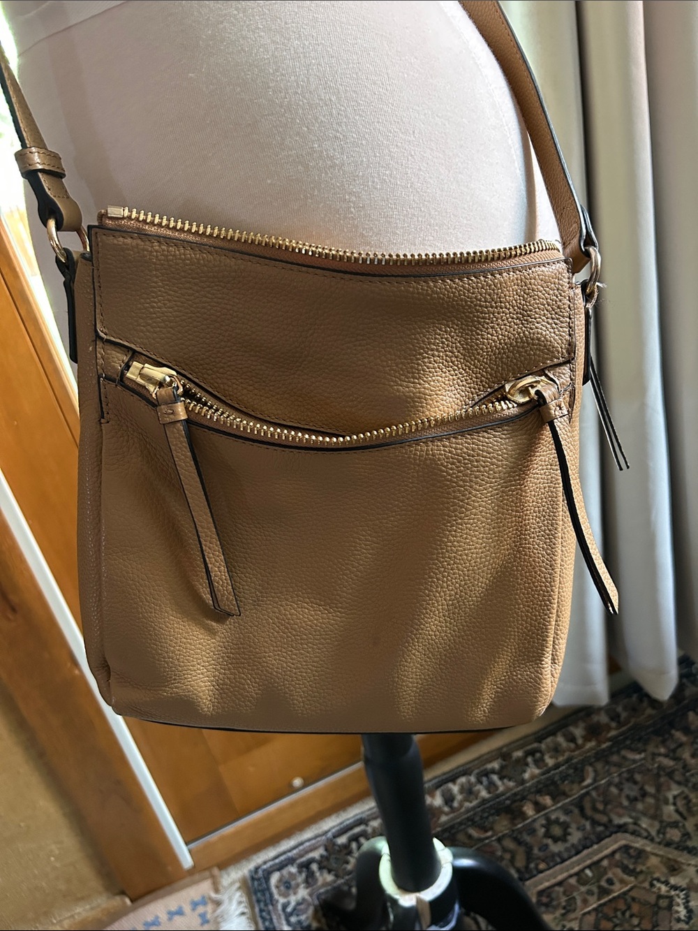 Vince Camuto Pebbled Leather Crossbody in Camel